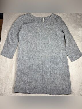 Studio 412 Gray Black Quarter Sleeve Shift Tunic Lagenlook Lightweight Blouse S